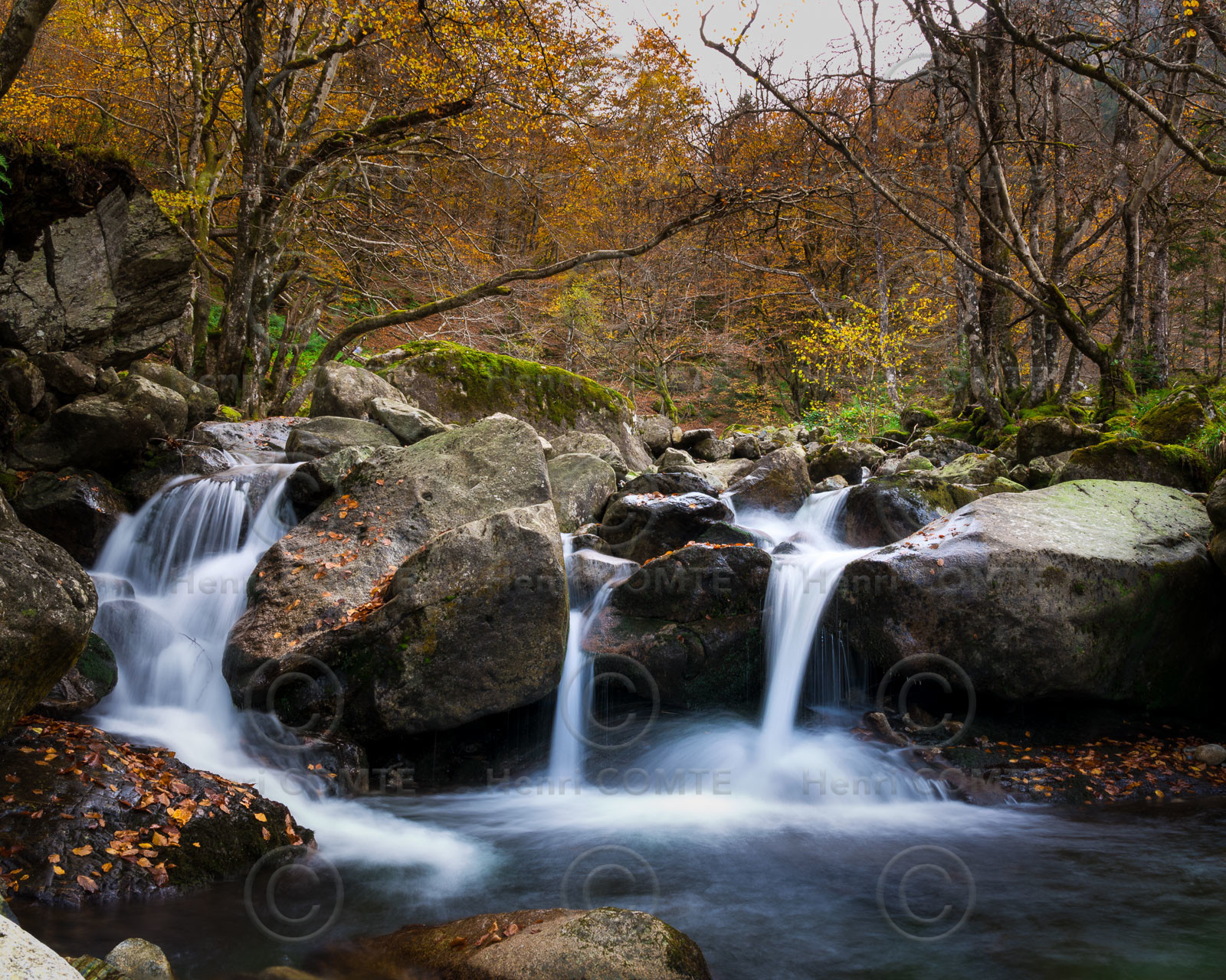 Torrent et cascade sur le chemin qui méne à la cascade d'Ars - Commune de Aulus les Bains